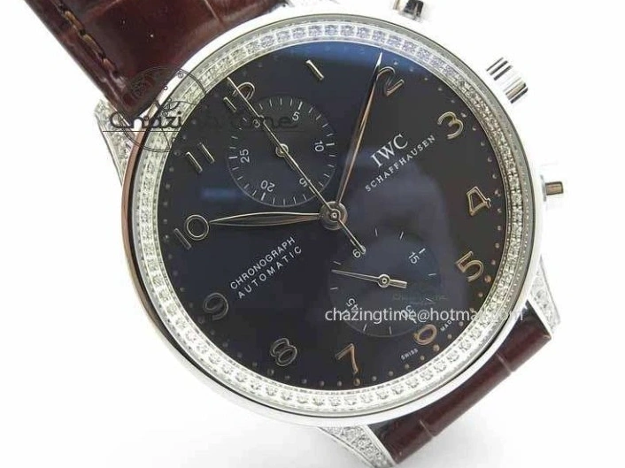 MIROTIME 0128 Unique Portuguese IW3714 Diam ZF V2 1:1 Best Edition Gray Dial On Brown Leather Strap A79350 (Slim Movement) 7250